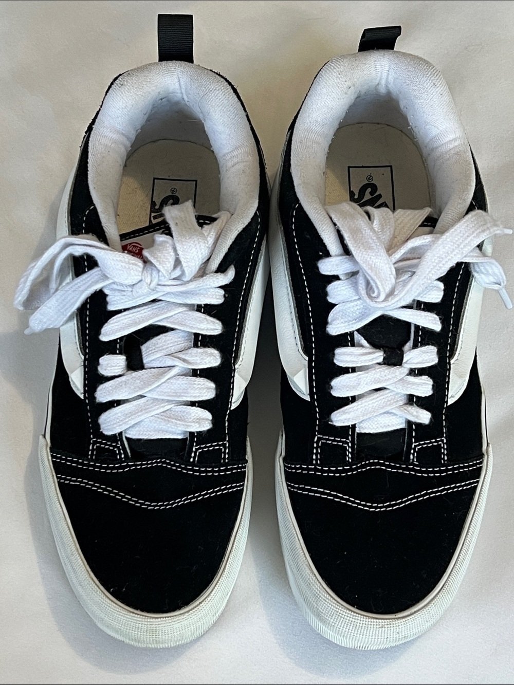Vans Knu Skool Suede Low Top Sneakers w/ 3D Molded Side Stripe and Puffy Tongue - Picture 2 of 7